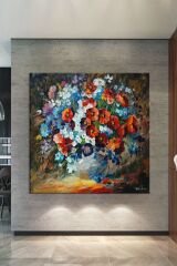 Çiçekler Natürmort Sanatsal Kanvas Tablo