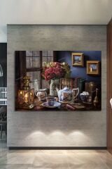 Çay Keyfi Mutluluk Çayı Dekoratif Cafelere Kafelere Özel Dekoratif Kanvas Tablo