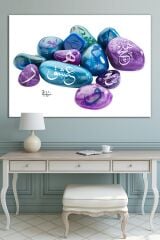 Renkli Taşlar Ve Harfler Islami Dini Hat Dekoratif Kanvas Tablo