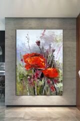 Gelincik Çiçek Sanatsal Kanvas Tablo (8 Farklı Ölçü)