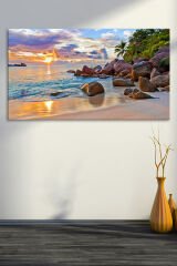 Muhteşem Gün Batımı Deniz Sahil Manzara Doğa Kanvas Tablo (6 FARRKLI ÖLÇÜ)