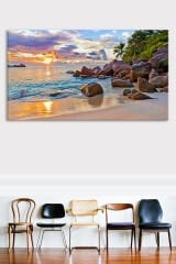 Muhteşem Gün Batımı Deniz Sahil Manzara Doğa Kanvas Tablo (6 FARRKLI ÖLÇÜ)