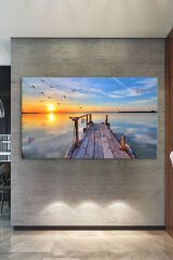 Gün Batımı Deniz Sahil Manzara Modern Tasarım Kanvas Tablo (6 farklı ölçü)