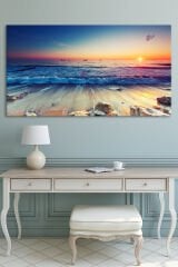 Gün Batımı Deniz Sahil Manzara Doğa Huzur Kanvas Tablo (6 farrklı ölçü)