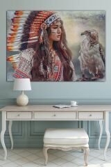 Kızıldereli Kadın Ve Kartal Dekoratif Kanvas Tablo (8 Farklı Ölçü)