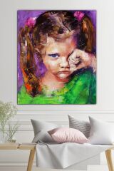 Ağlayan Kız Dekoratif Kanvas Tablo 8 Farklı Ölçü