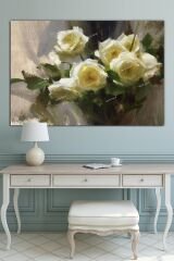 Beyaz Güller Muhteşem Kanvas Tablo