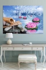 Lotus Çiçeği Ve Huzur Sıpa Otel Sauna Spor Dekoratif Kanvas Tablo