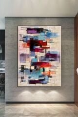 Renkler Soyut Sanatsal Dekoratif Kanvas Tablo