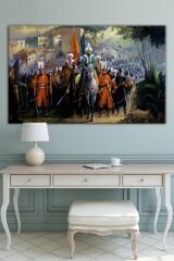 Istanbulun Fethi Fatih Sultan Mehmet Şehre Giriş Kanvas Tablo