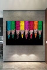 Renkli Kalemler Kanvas Tablo