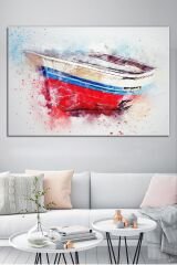 Tekne Kayık Suluboya Efektli Dekoratif Kanvas Tablo (8 Farklı Ölçü)