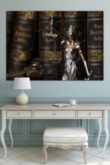 Avukatlara Özel Hukuk Adalet Temalı Makam Kanvas Tablo