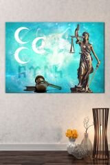 Avukatlara Özel Hukuk Adalet Temalı Makam Kanvas Tablo