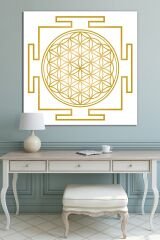 Yaşam Çiçeği Kutsal Geometri Sri Yantra Kanvas Tablo