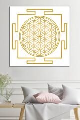 Yaşam Çiçeği Kutsal Geometri Sri Yantra Kanvas Tablo