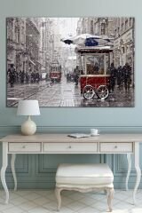 Istiklal Caddesi Taksim Tramvay Dekoratif Kanvas Tablo
