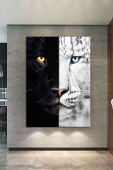 Kaplan Siyah Beyaz Kaplan Dekoratif Kanvas Tablo