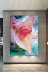 Renklerin Dansı Soyut Sanatsal Muhteşem Kanvas Tablo 8 Farklı Ölçü