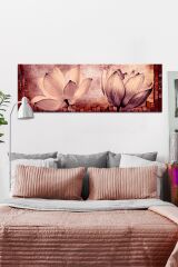 Lotus Çiçekler Vintage Çiçekler Kanvas Tablo (7 Farklı Ölçü)