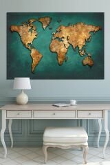 Dünya Haritası Dekoratif Vintage Harita Tablo