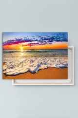 Kumsal Deniz Gün Batımı Manzara Modern Kanvas Tablo