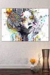 Kadın Çiçek Sevgi Egzotik Kanvas Tablo