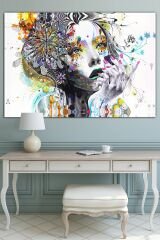 Kadın Çiçek Sevgi Egzotik Kanvas Tablo