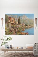 Alois Arnegger Garda Gölü'ndeki Riva Manzarası Sanatsal Kanvas Tablo (7 farklı ölçü)