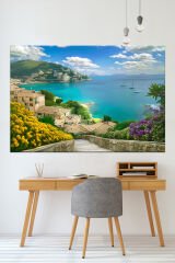 Deniz Sahil Şehir Manzara Doğa Kanvas Tablo