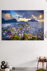 Deniz Sahil Şehir Manzara Doğa Kanvas Tablo ( 7 FARKLI ÖLÇÜ )