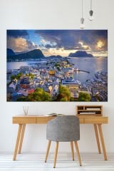 Deniz Sahil Şehir Manzara Doğa Kanvas Tablo ( 7 FARKLI ÖLÇÜ )