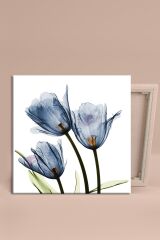 Mavi Lale Suluboya Efektli Kanvas Tablo