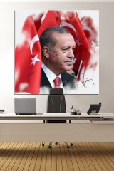 Recep Tayyip Erdoğan Yağlıboya Efektli Başkan Erdoğan Rte Kanvas Tablo (7 Farklı Ölçü)