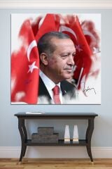 Recep Tayyip Erdoğan Yağlıboya Efektli Başkan Erdoğan Rte Kanvas Tablo (7 Farklı Ölçü)