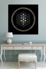 Yaşam Çiçeği Kutsal Geometri Sri Yantra Kanvas Tablo