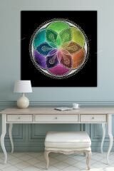 Yaşam Çiçeği Kutsal Geometri Sri Yantra Kanvas Tablo