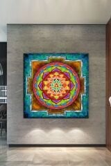 Yaşam Çiçeği Kutsal Geometri Sri Yantra Kanvas Tablo (100x10 Cm)
