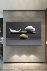 Taş Ve Tüy Dekoratif Kanvas Tablo