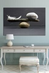 Taş Ve Tüy Dekoratif Kanvas Tablo