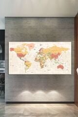 Dünya Haritası World Map Dekoratif Kanvas Tablo