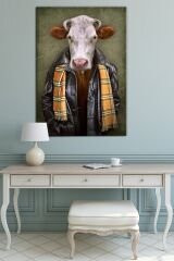 İnek Adam Dekoratif Kanvas Tablo