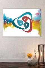 Üçlü Vav Dini Islami Vav Harfi Hat Sanatsal Kanvas Tablo (8 Farklı Ölçü)