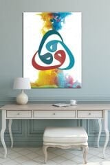 Üçlü Vav Dini Islami Vav Harfi Hat Sanatsal Kanvas Tablo (8 Farklı Ölçü)