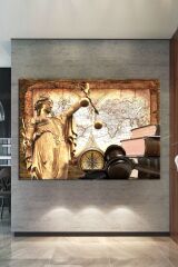 Avukatlara Özel Hukuk Adalet Temalı Makam Kanvas Tablo