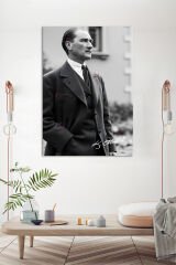 Atatürk Mustafa Kemal Siyah Beyaz Kanvas Tablo (8 Farklı Ölçü)